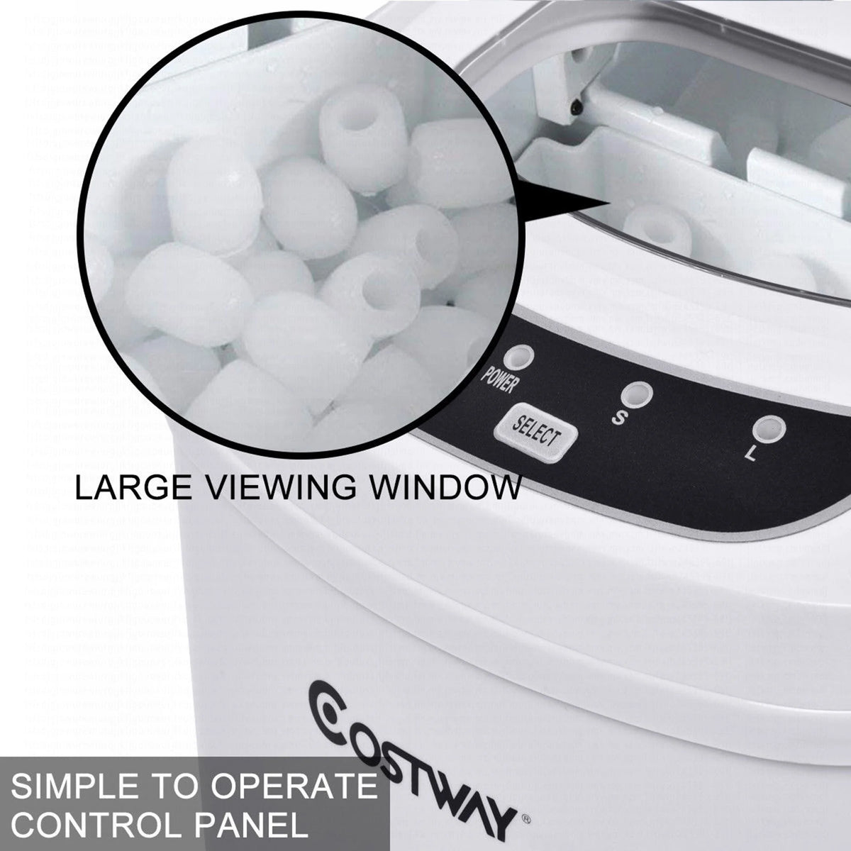 Costway Silver Portable Compact Electric Ice Maker Machine Mini Cube 26lb/Day