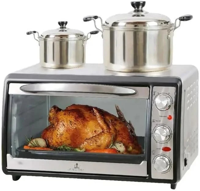 Extra Large Stainless Steel Toaster Oven with Warming Tray, Timer & Keep Warm Function