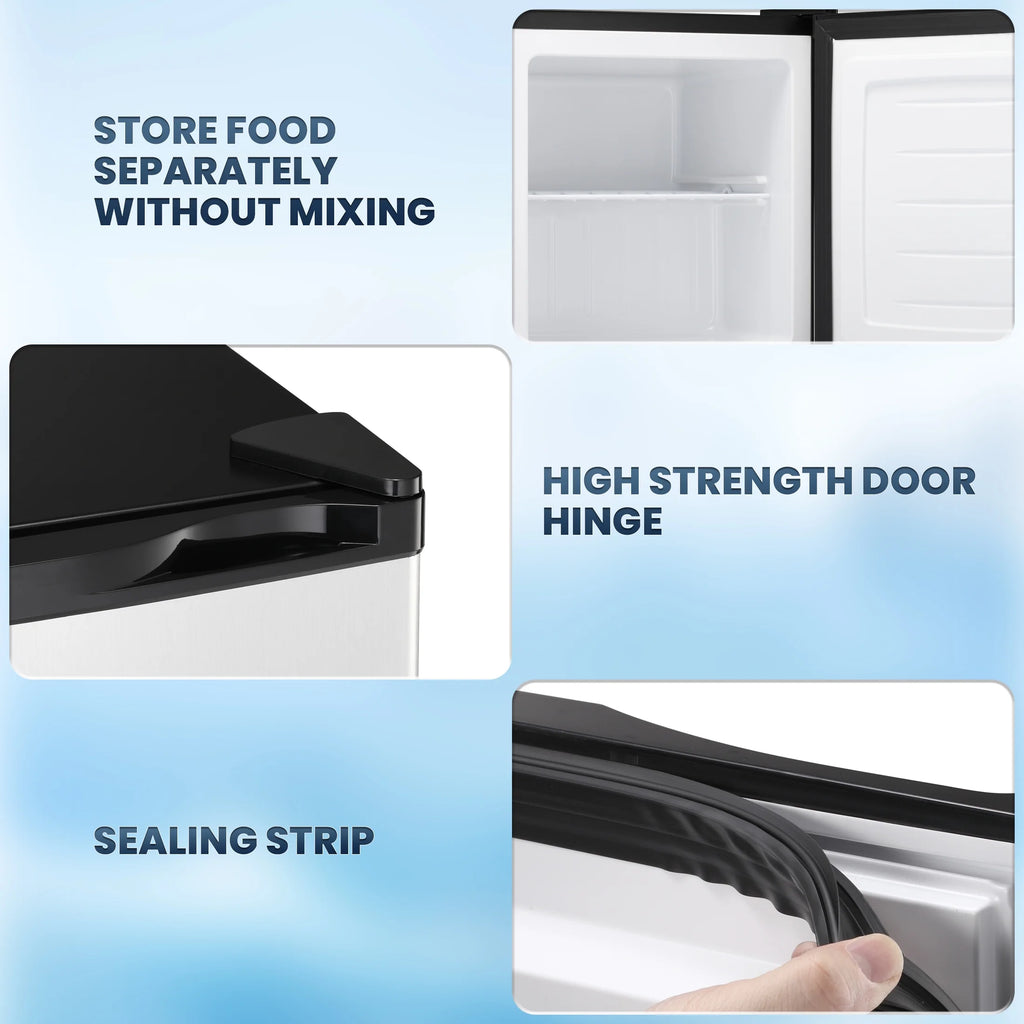 1.7 Cu ft Compact Single Door Refrigerator - Energy Efficient, Reversible Door, Perfect for Home, Office, or Dorm, Black