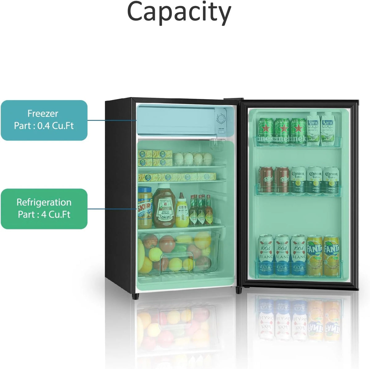 HUMSURE 3.1 Cu.ft Mini Fridge with Freezer, Single Door Compact Refrigerator for Dorm, Office
