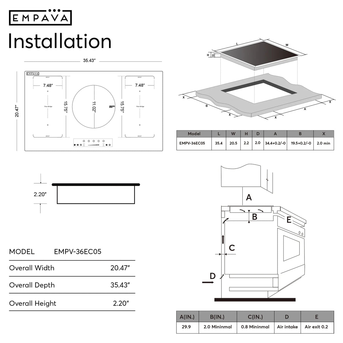 Built-In 36-in 5 Elements Black Induction Cooktop Including Bridge Element