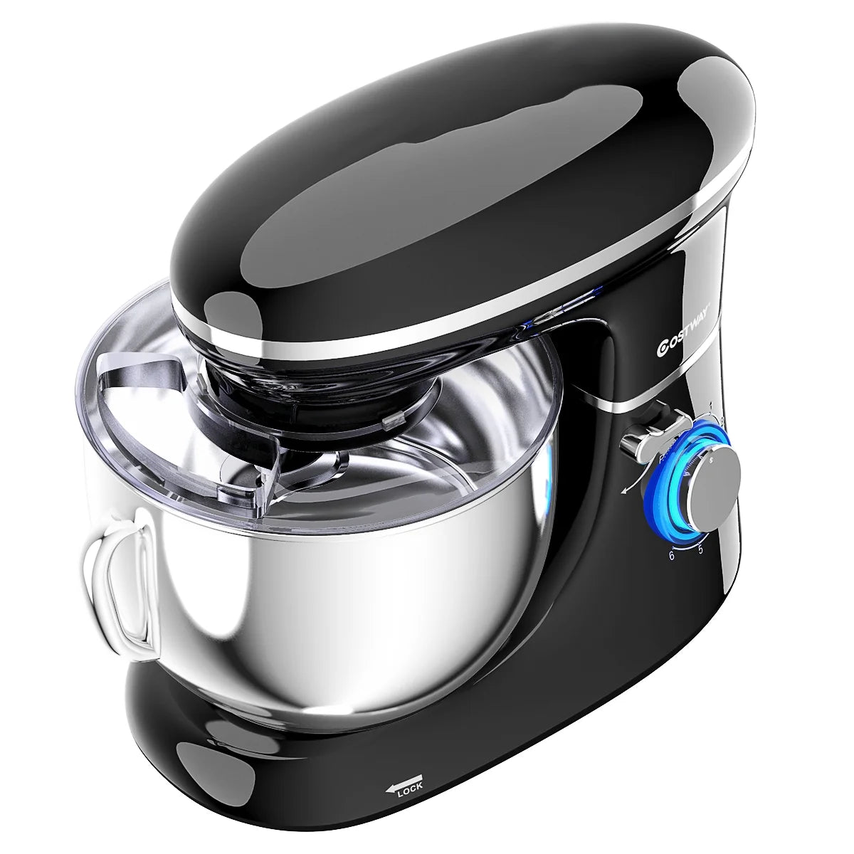 Costway 6.3 QT Tilt-Head Food Stand Mixer 6 Speed 660W wIth Dough Hook, Whisk & Beater Black