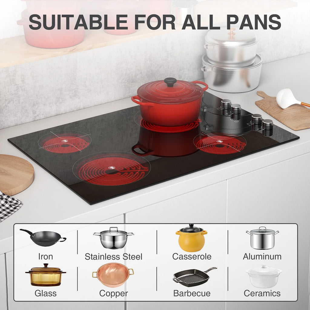 VBGK Induction Cooktop 30 inch 5 Burner Electric Hot Plate for Cooking Electric Induction Cooktop 240v, 99 Minutes Timer and Auto Shutdown Induction Burner,Child Lock