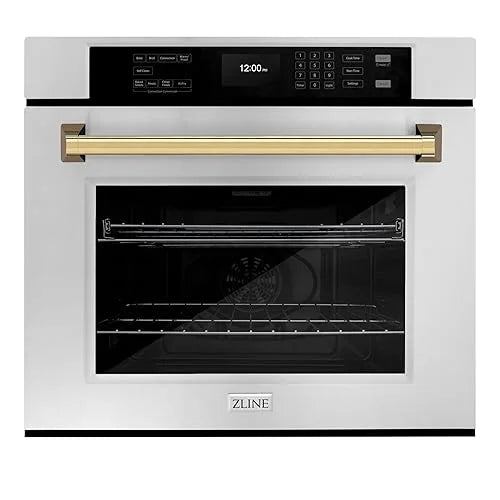 ZLINE 30 in. Autograph Edition Professional Convection Single Wall Oven with Air Fry and Self Clean in Stainless Steel with Polished Gold Handle (WASZ-30-G)
