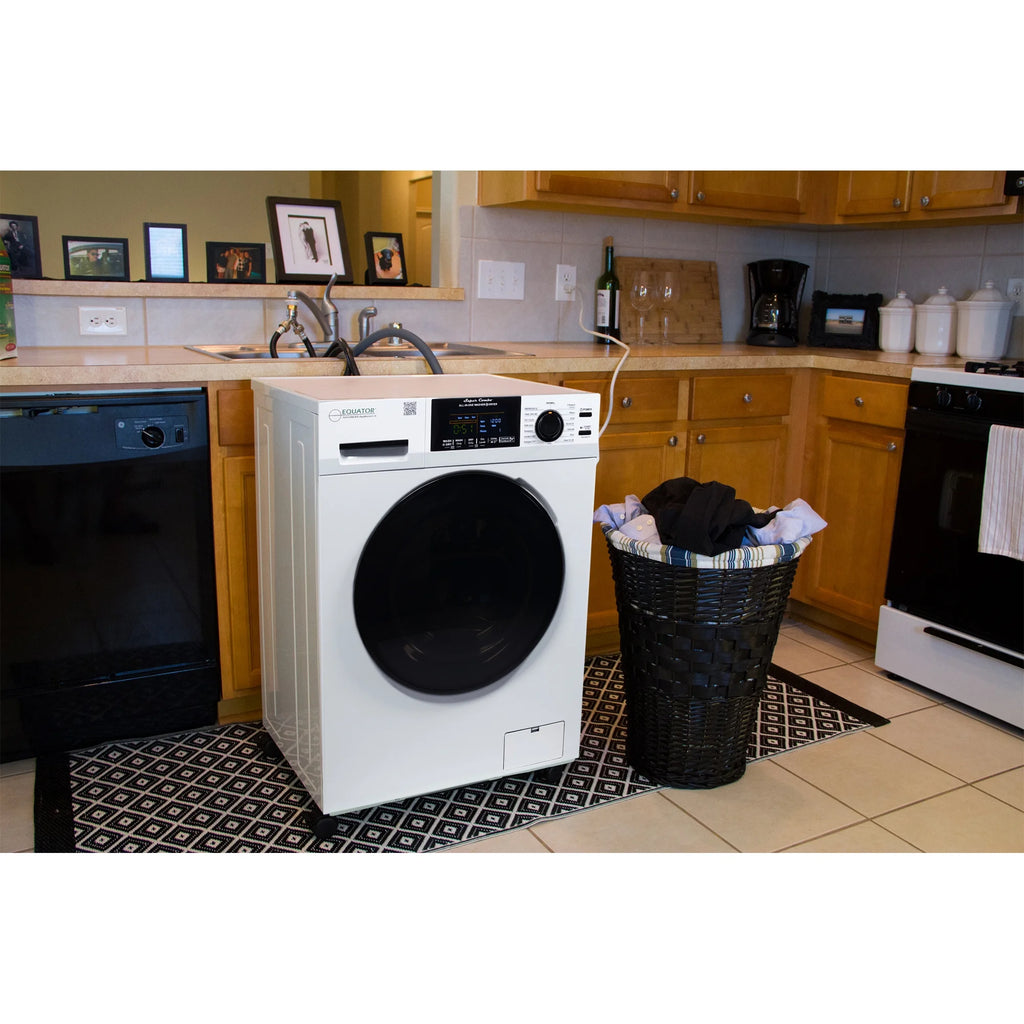 Equator 1.6cf 110V Vented/Ventless Sani Combo Washer Dryer Pet Cycle + Pedestal