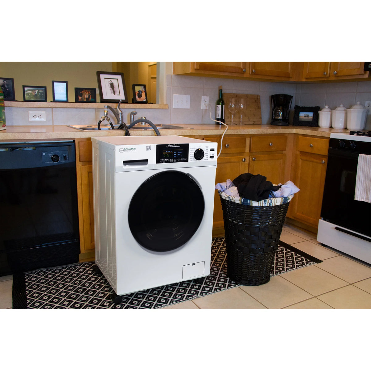 Equator 1.6cf 110V Vented/Ventless Sani Combo Washer Dryer Pet Cycle + Pedestal