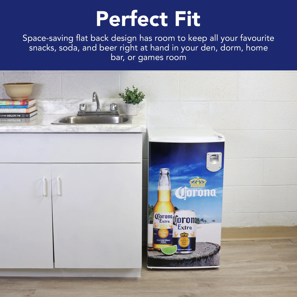 Corona Compact Fridge w/ Bottle Opener, 3.2 cu ft (90L), White