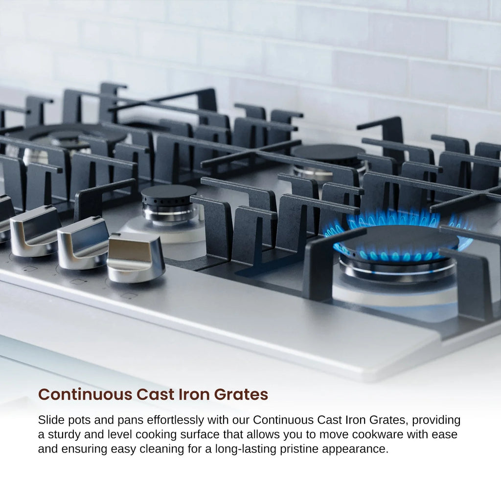 Rangaire RCG301S 30" Gas Cooktop - Stainless Steel, Sealed Burners, Cast Iron Grates, Die Cast Metal Burner Controls