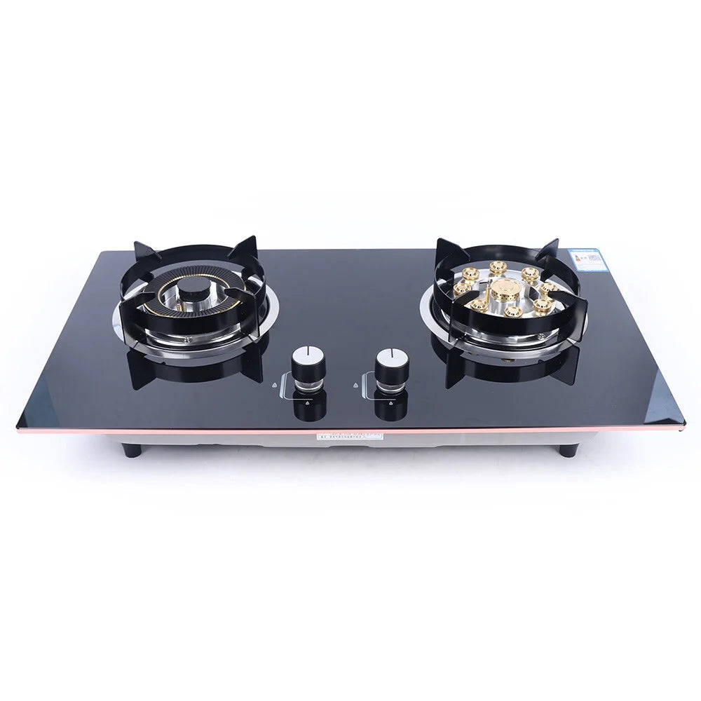 2-Burner Natural Gas Stove, Built-in Gas Cooktop Stove for Home Kitchen