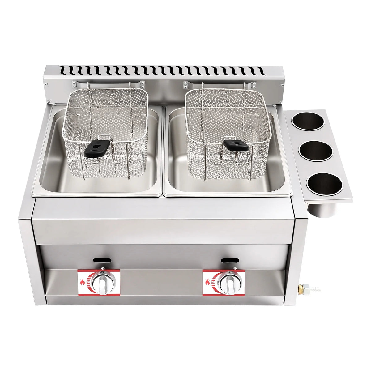 12L 3.17Gal Dual Tank Gas Fryer 430SS Commercial Deep Fryer
