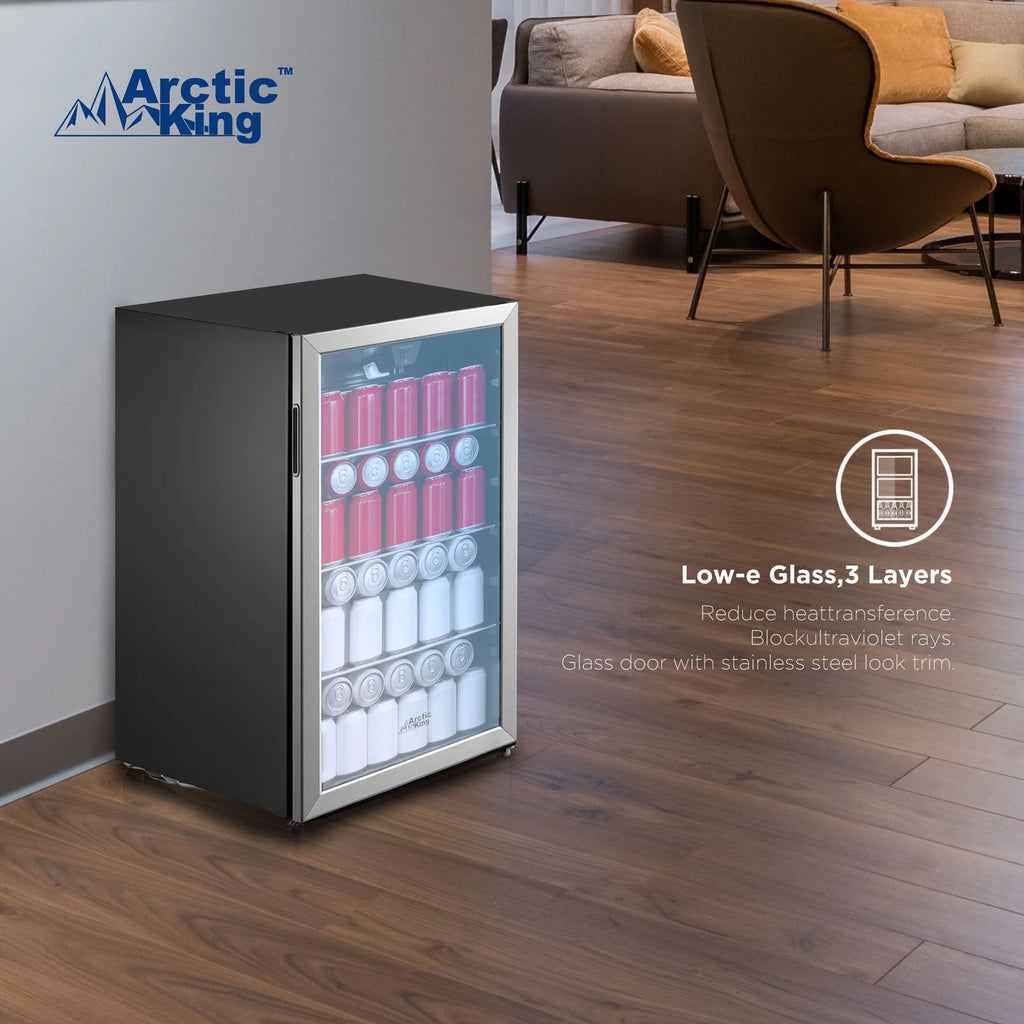 Arctic King 115-Can Beverage Fridge & Cooler, Stainless Steel Look, ARV115B1AST