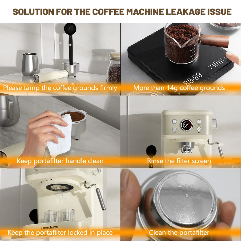 Empstorm 20 Bar Espresso Machine with Milk Frother Steam Wand, 3-in-1 Coffee Maker, Compatible with NS Pods, Stainless Steel, for Latte & Cappuccino, Beige