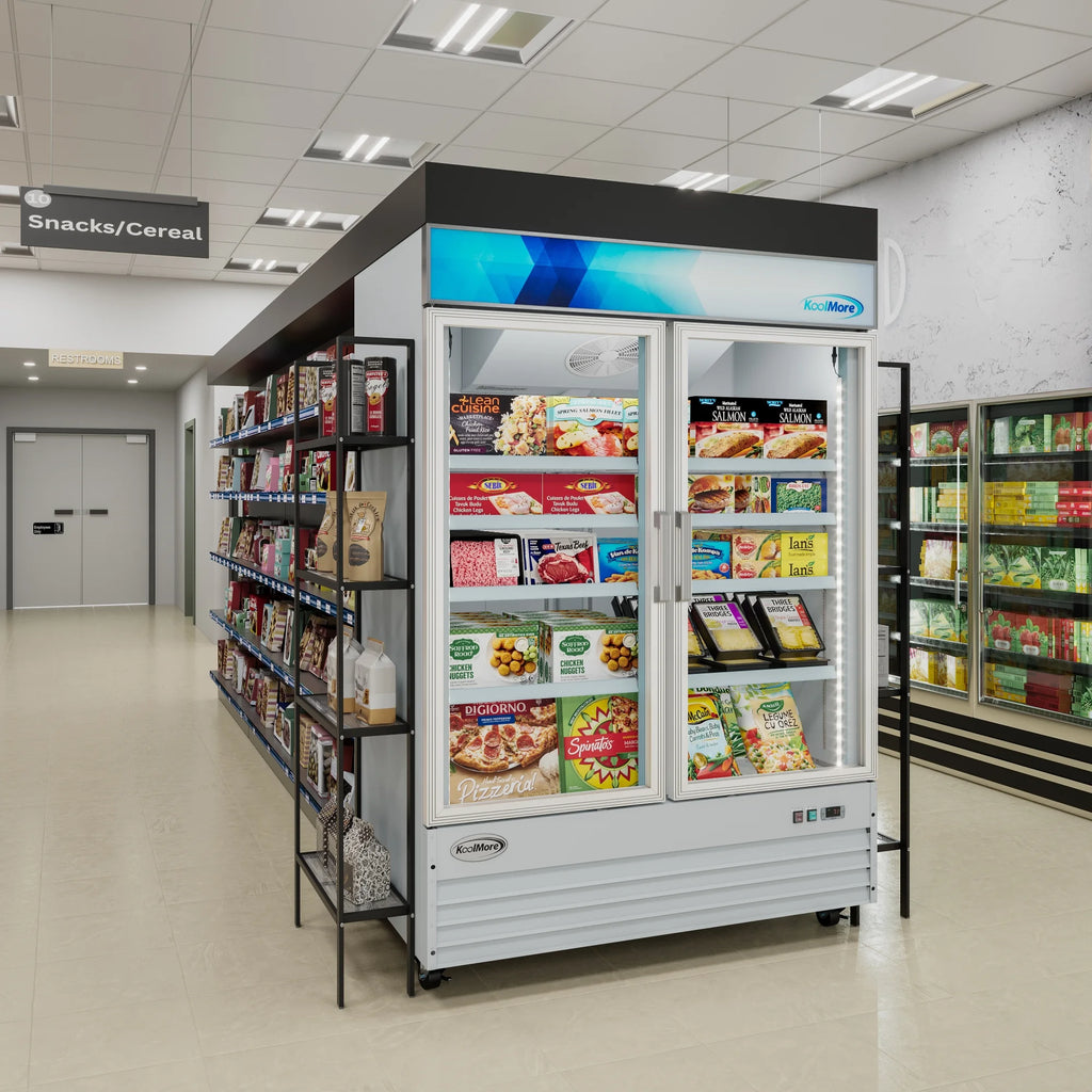 53 in. 2-Door Commercial Display Merchandiser Freezer 45 cu. ft. in White (MDF-2GD-45C-WH)