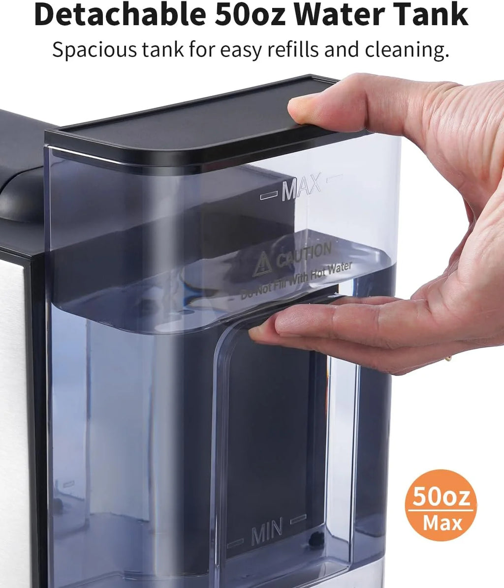 Hot & Iced Coffee Maker, Single Serve Coffee Maker for K Cup and Grounds, 6-14 Oz Brew Sizes, 50 Oz Removable Water Tank, One Cup Coffee Machine