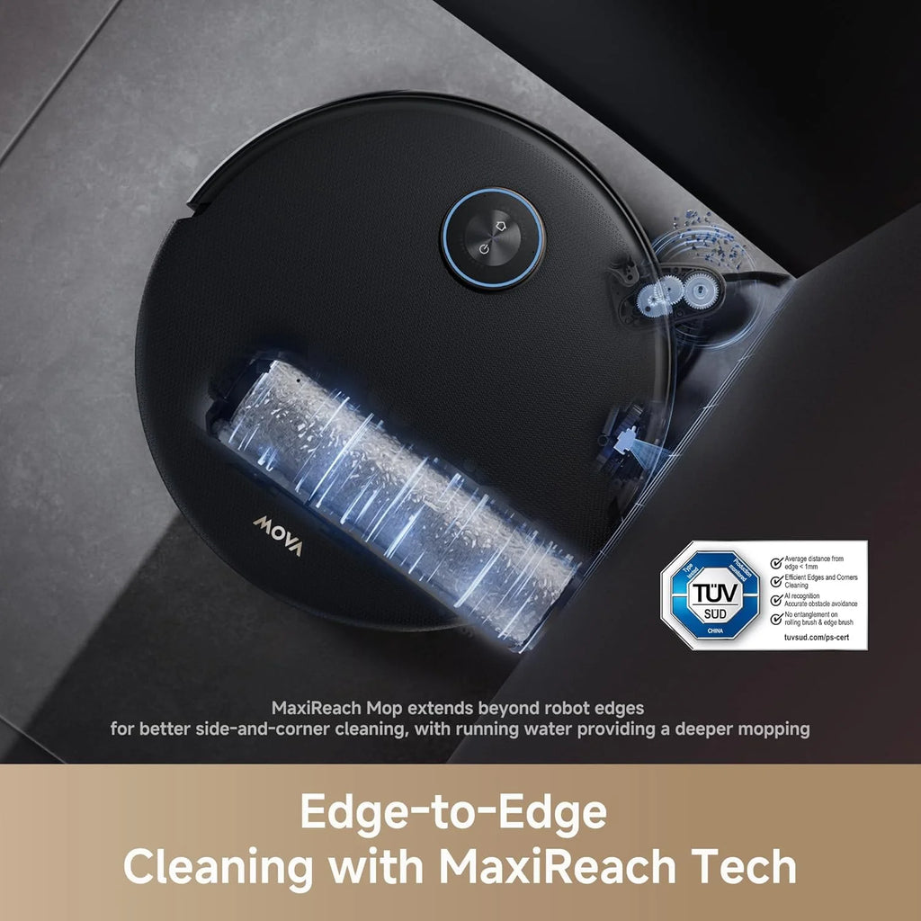 MOVA Z60 Ultra Roller Complete Robot Vacuum and Mop, 28,000Pa Suction, Roller Real-Time Flutting Self-Washing, Auto Carpet Shield, Extendable for Edge Cleaning, Anti-tangle DuoBrush