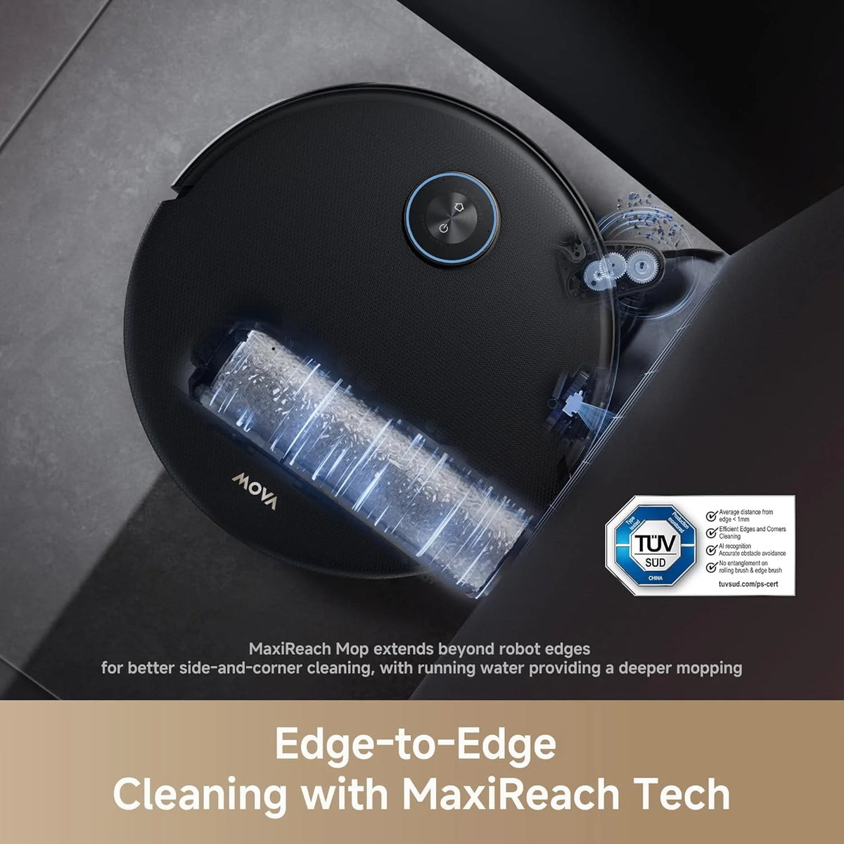 MOVA Z60 Ultra Roller Complete Robot Vacuum and Mop, 28,000Pa Suction, Roller Real-Time Flutting Self-Washing, Auto Carpet Shield, Extendable for Edge Cleaning, Anti-tangle DuoBrush