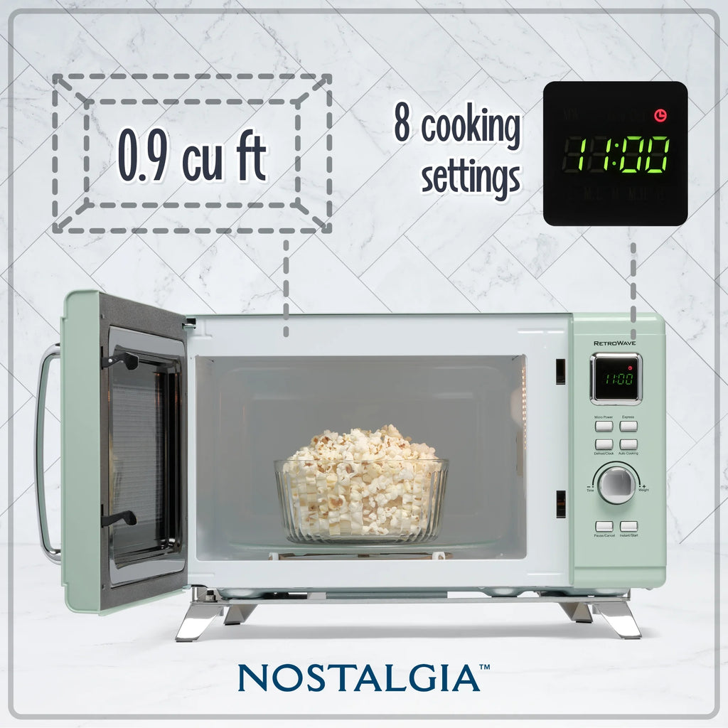 Nostalgia Mid-Century Retro 0.9 Cu. Ft. 900-Watt Microwave Oven, Black