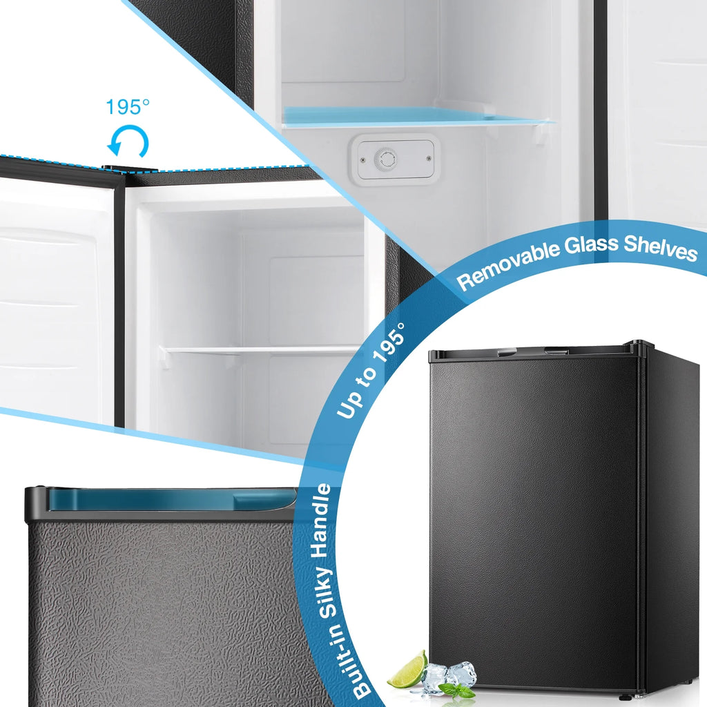 WAA 3.0 Cu.ft Small Freezer, Mini Upright Freezer with Adjustable Thermostat, Removable Shelves, Reversible Single Door, for Bedroom/Home/Dorms/Apartment, Silver