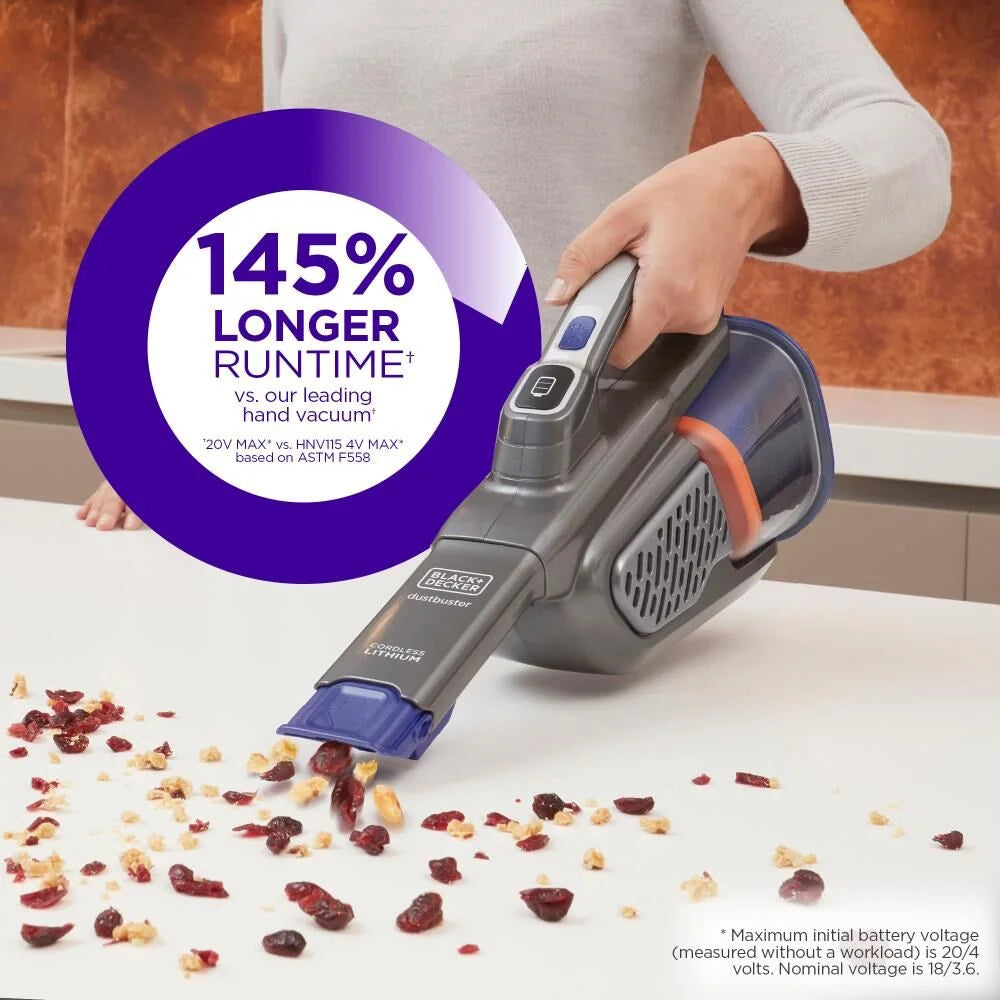 BLACK+DECKER dustbuster furbuster AdvanceClean+ Cordless Pet Handheld Vacuum, HHVK515JP07