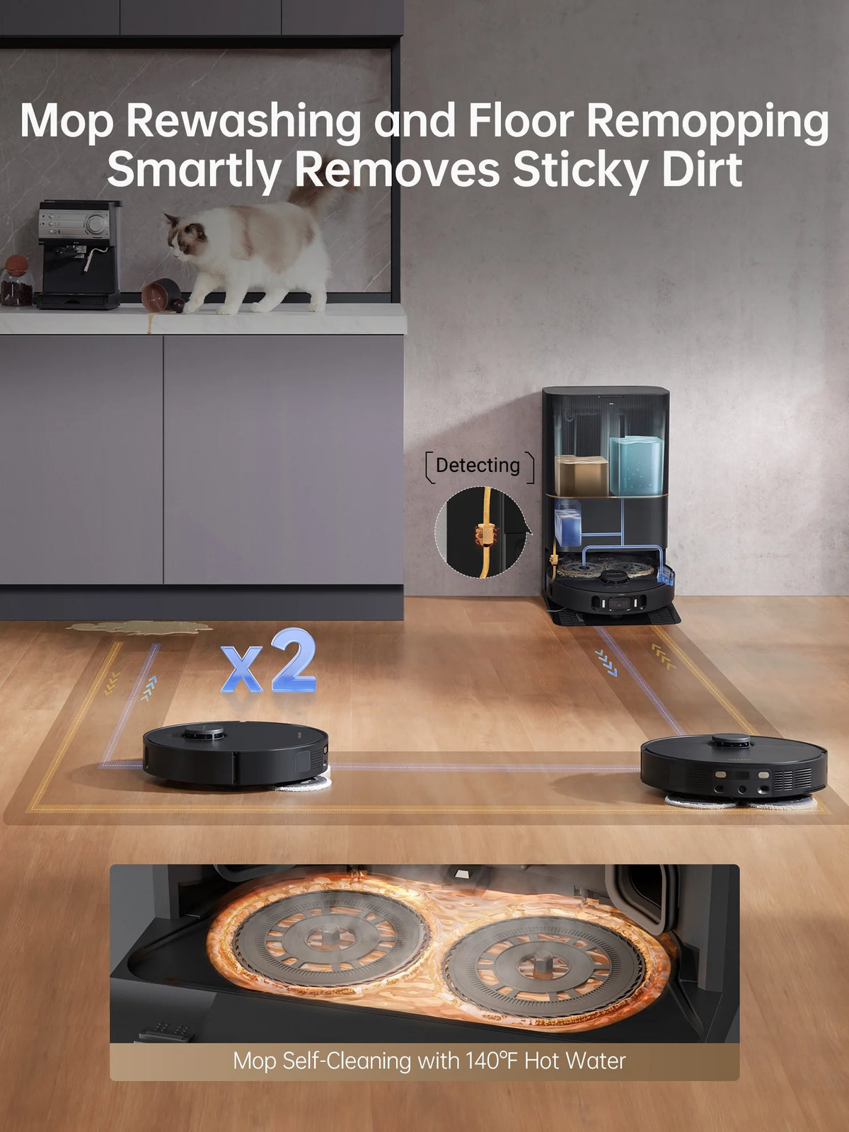 Dreame X30 Ultra Robot Vacuum, 8300Pa Suction, Self Cleaning with 140��F Water, Liftable Mop