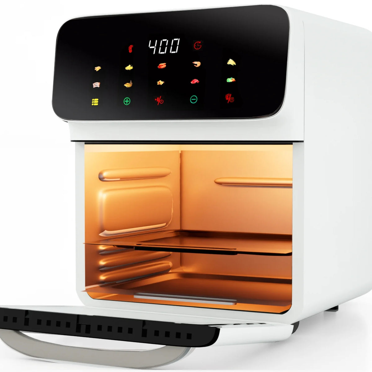 Bluebow Air Fryer 12QT Convection Oven with 10-in-1 Multi Function, Visible Window and Touchscreen, Black