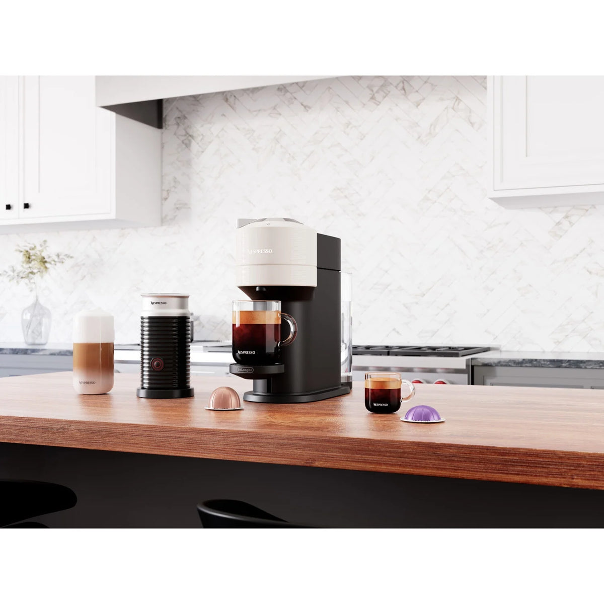 Nespresso ENV120WAE Vertuo Next Coffee and Espresso Maker, Machine + Aeroccino, White