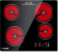 4 Burner Electric Cooktop, 24 Inch Electric Stove Top, Built-in Electric Cooktop with Sensor Touch Control, Timer & Child Lock Included, 9 Power Levels, 6000W, 220-240V Hard Wired (No Plug)