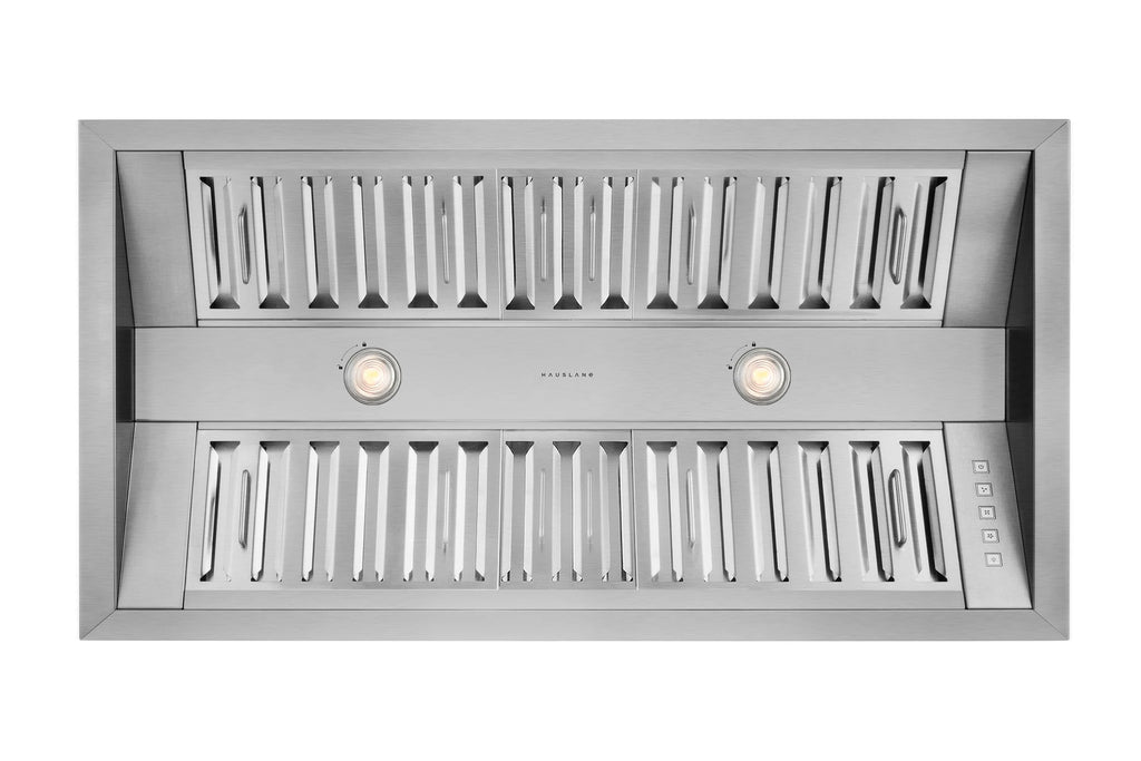 Hauslane | Pro-Style 40�� IN-R300 Built-In Range Hood, 21�� Deep | Low Noise Performance | Contemporary Design, Full-Size Handles, Professional-Grade Baffle Filters & Grease Tray, LED