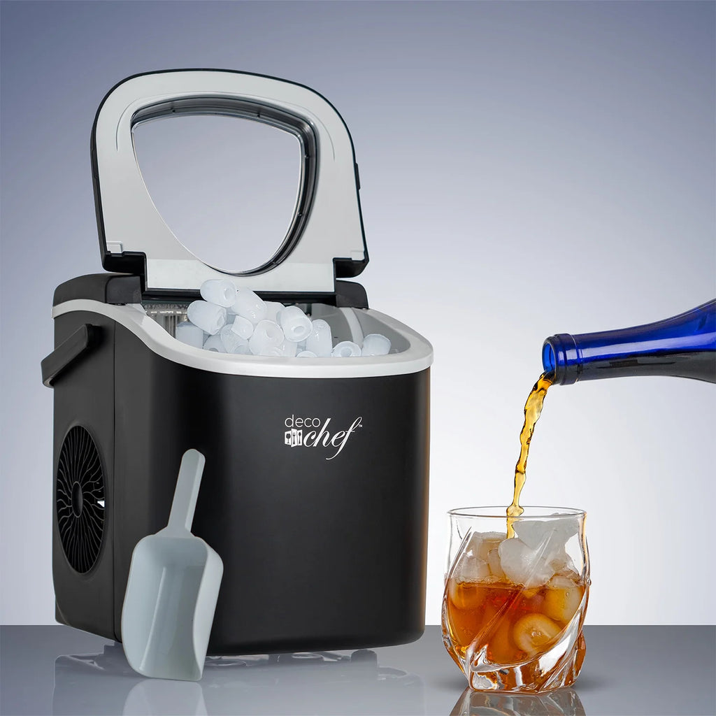 Deco Compact Countertop Ice Maker, 26LBs in 24HRs, 9 Bullet Ice Cubes Ready in 6 Minutes, Stainless Steel