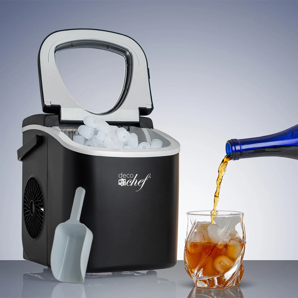 Deco Compact Countertop Ice Maker, 26LBs in 24HRs, 9 Bullet Ice Cubes Ready in 6 Minutes, Stainless Steel