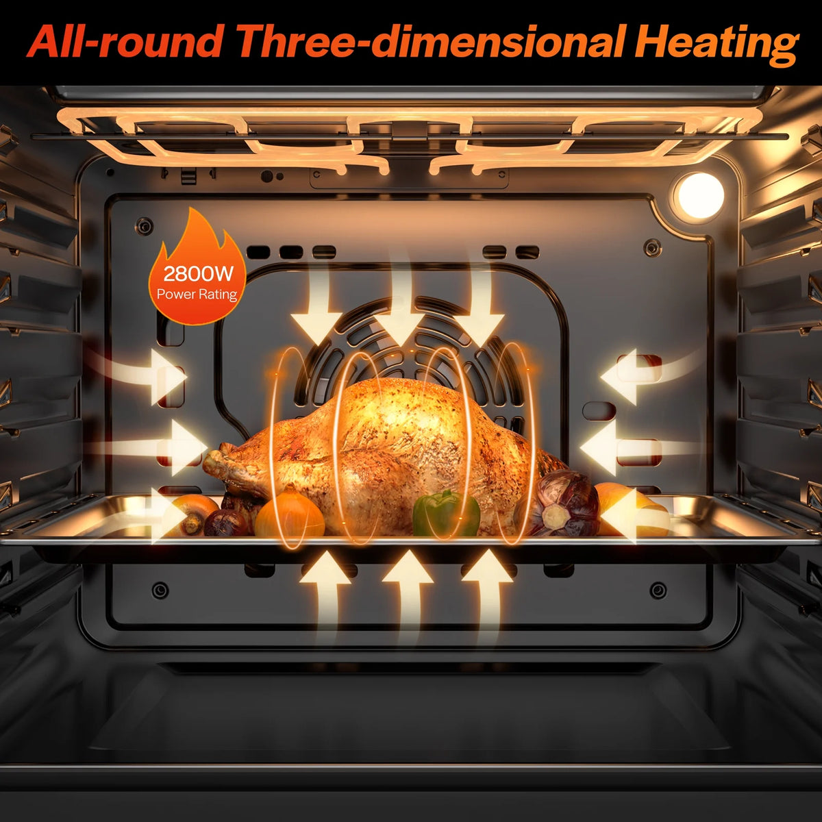 Empava 24 inch 10 Cooking Functions with Rotisserie Electric LED Display Touch Control Built-in Convection Single Wall Oven