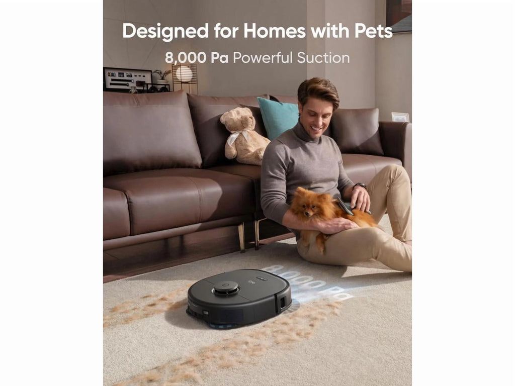 eufy X10 Pro Omni Robot Vacuum and Mop with 8,000 Pa Suction, Dual Mops with 12 mm Auto-Lift and Carpet Detection, AI Obstacle Avoidance, Auto Mop Washing, Auto Drying, Self-Emptying, Self-Refilling