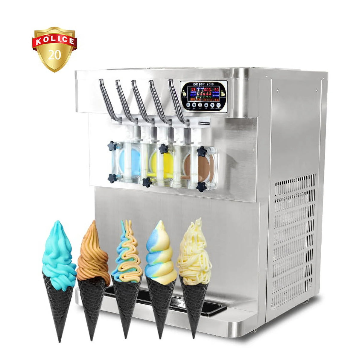 Kolice Commercial 5 Flavors Soft Serve Ice Cream Machine, Ice Cream Maker-5 Different Discharge Nozzles, ETL Certificate
