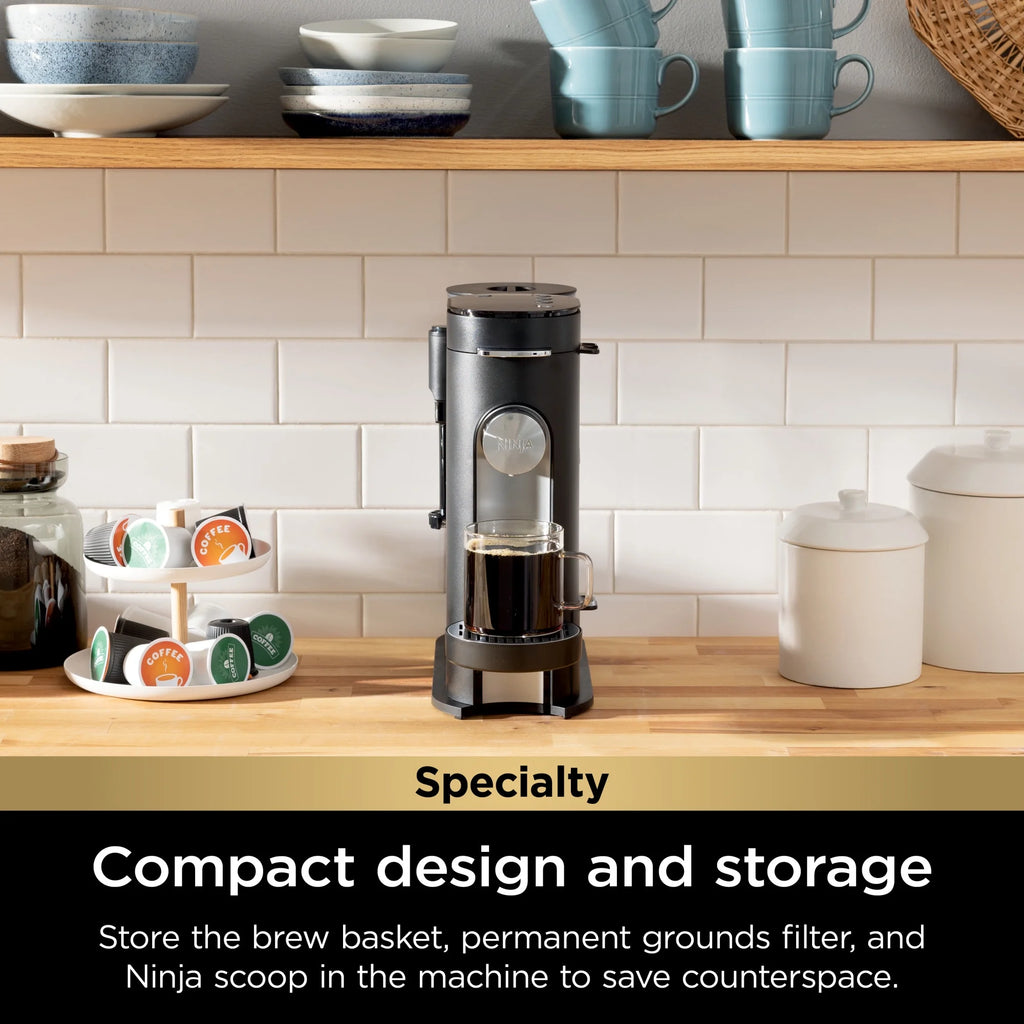 Ninja Pods & Grounds Specialty Single-Serve Coffee Maker with Integrated Milk Frother, Black, PB051