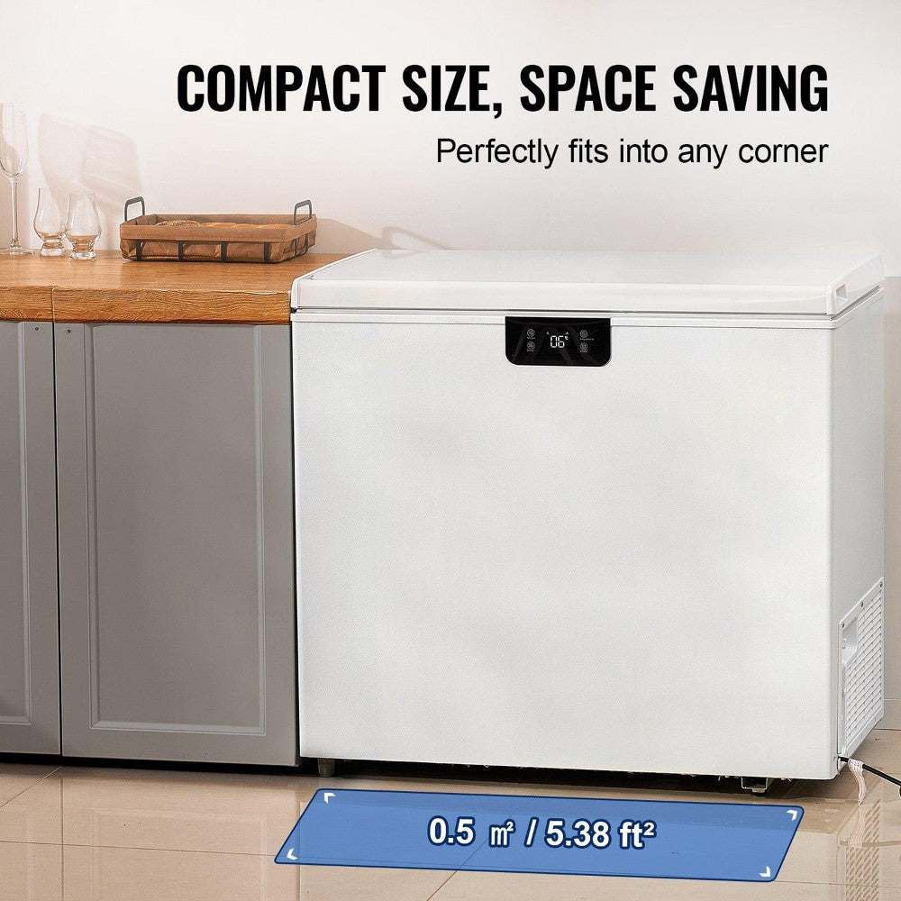 Choco Moon Large Capacity 14.5 Cu.ft Chest Freezer, 345L Storage, 4 Slide-Out Baskets, Lockable Lid, 8 Temp Control Levels, Energy-Efficient LED Lights, 6 Swivel Casters for Easy Mobility