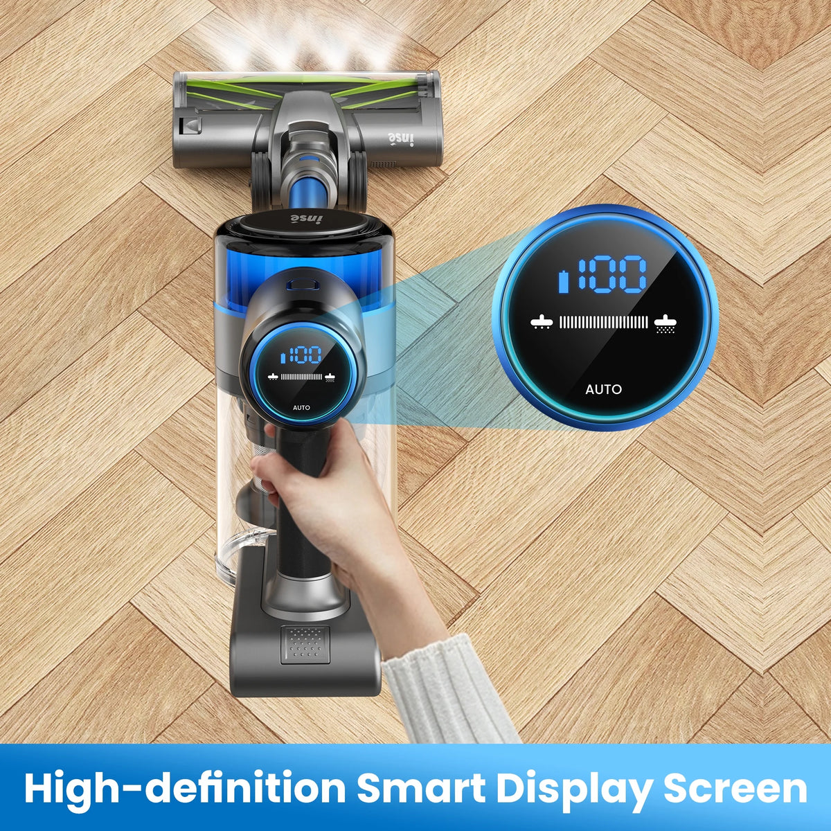 INSE Cordless Stick Vacuum Cleaner for Pet Hair Hard Floors Carpet, New S9X, 55 Mins Runtimes & 45 Kpa Powerful Suction