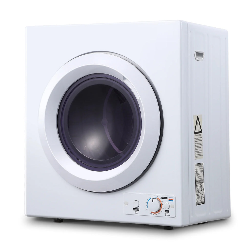 1500W Electric Portable Clothes Dryer, 8.82 lbs Capacity Front Load Compact Tumble Laundry Dryer with Stainless Steel Tub, Easy Control Button Panel Downside for Variety Drying Mode, White