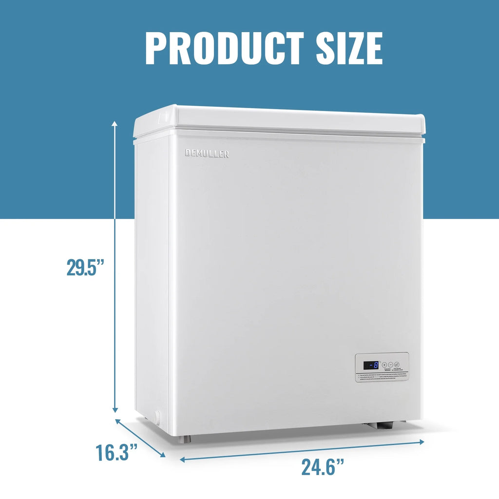 DEMULLER Compact Chest Freezer Deep Freestanding Freezers Mini Freezer Top Open Door YX-79-White