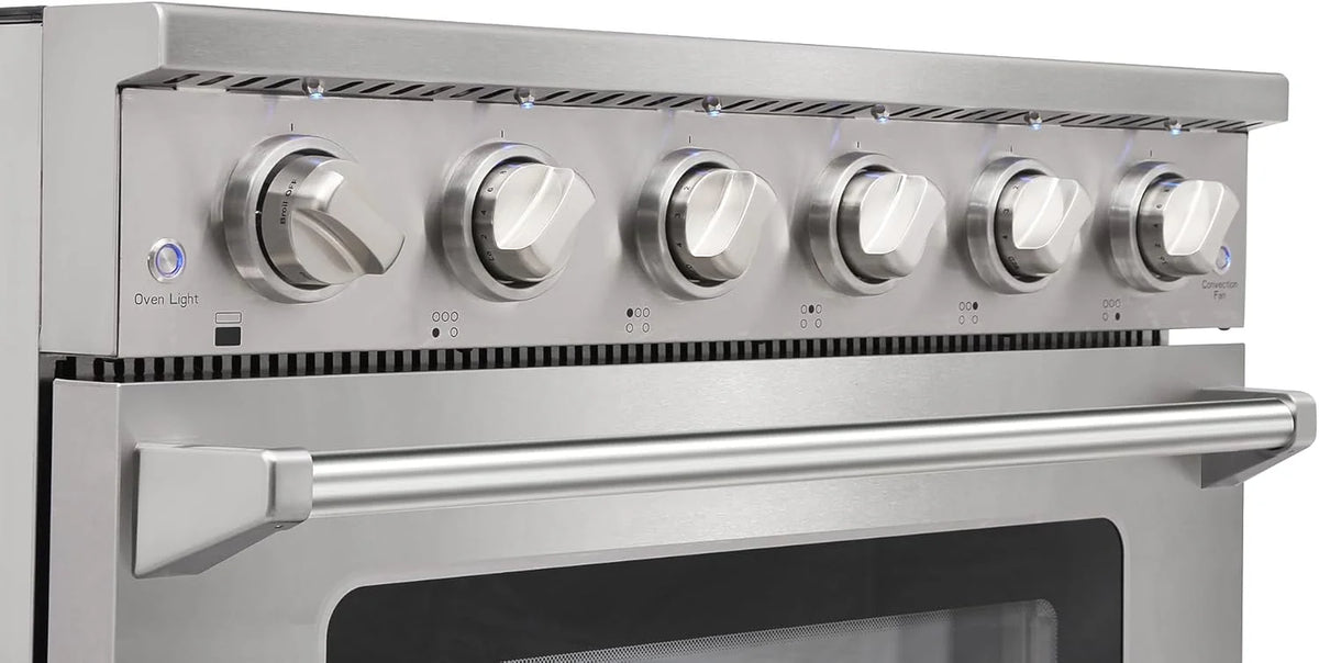 KOSTCH 36 inch Electric Range, 5-Burner Cooktop with 6.0 cu ft Convection Oven, Glass Top, in Stainless Steel