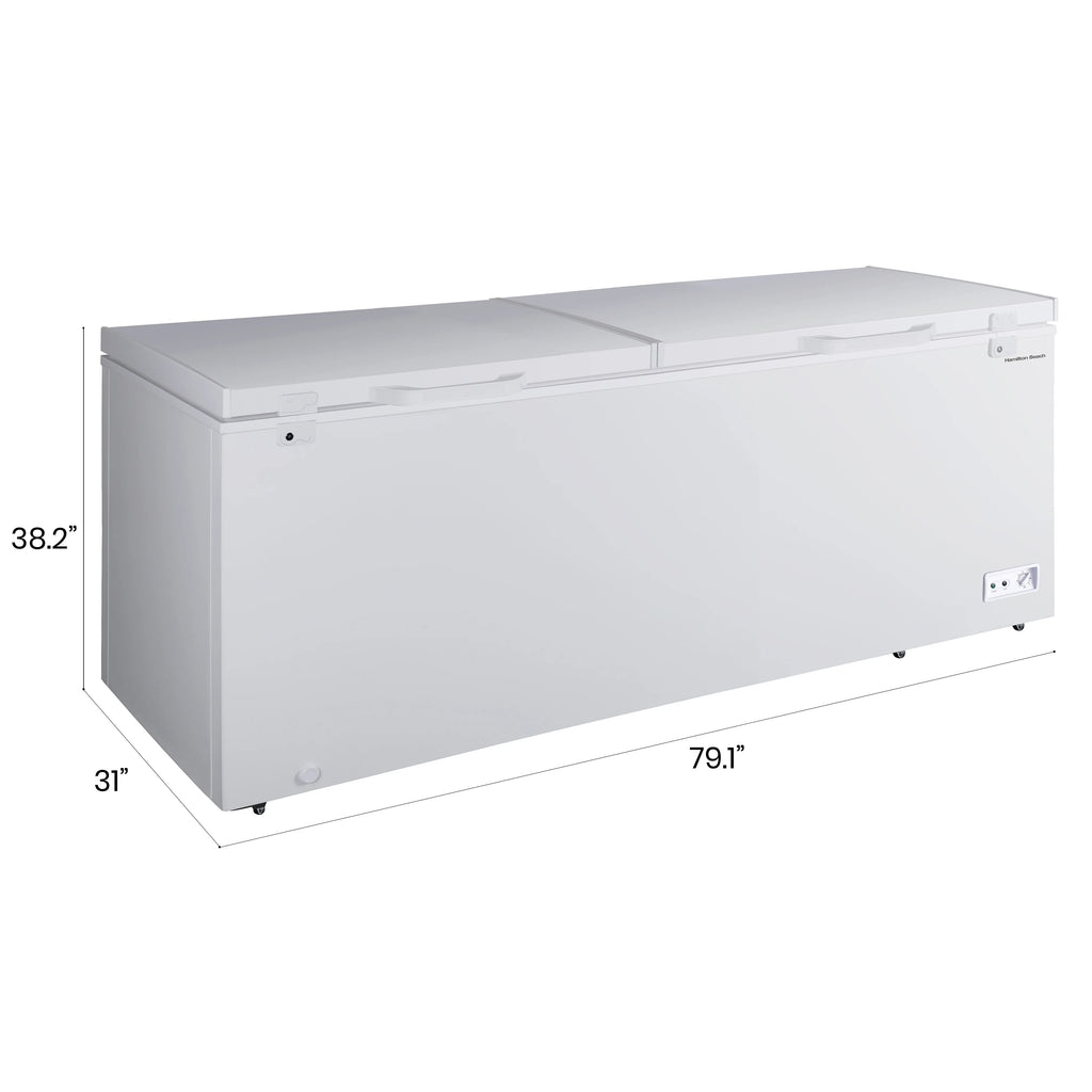 Hamilton Beach 25 Cu. Ft. Chest Freezer, 2 Doors, Garage Ready, White