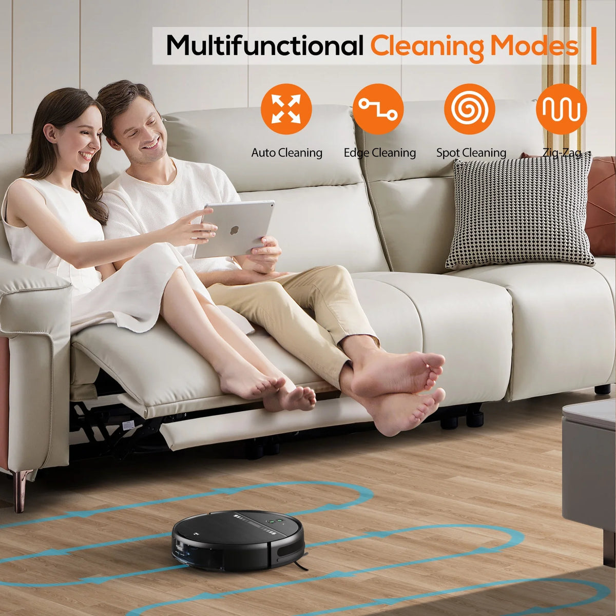 GOOVI Robot Vacuum Cleaner, Robot Vacuum Mop Combo, With Alexa/WiFi/App Connection, for Pet Hair, Hard Floor