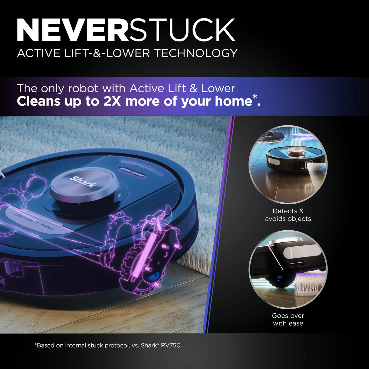 Shark PowerDetect? Self-Empty Robot Vacuum with NeverStuck & Detect Technologies, Auto Deep-Clean Carpets & Hardfloors, HEPA Bagless Base Neutralizes Odors, for Pet Hair, WiFi, RV2820AE