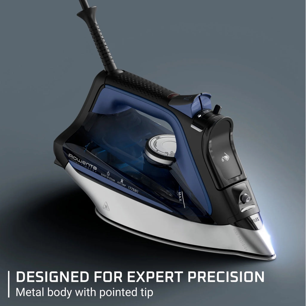 Rowenta Ultimate+ Steam Iron, Vertical Steam, Auto-Off, Black & Blue, DW8350U1