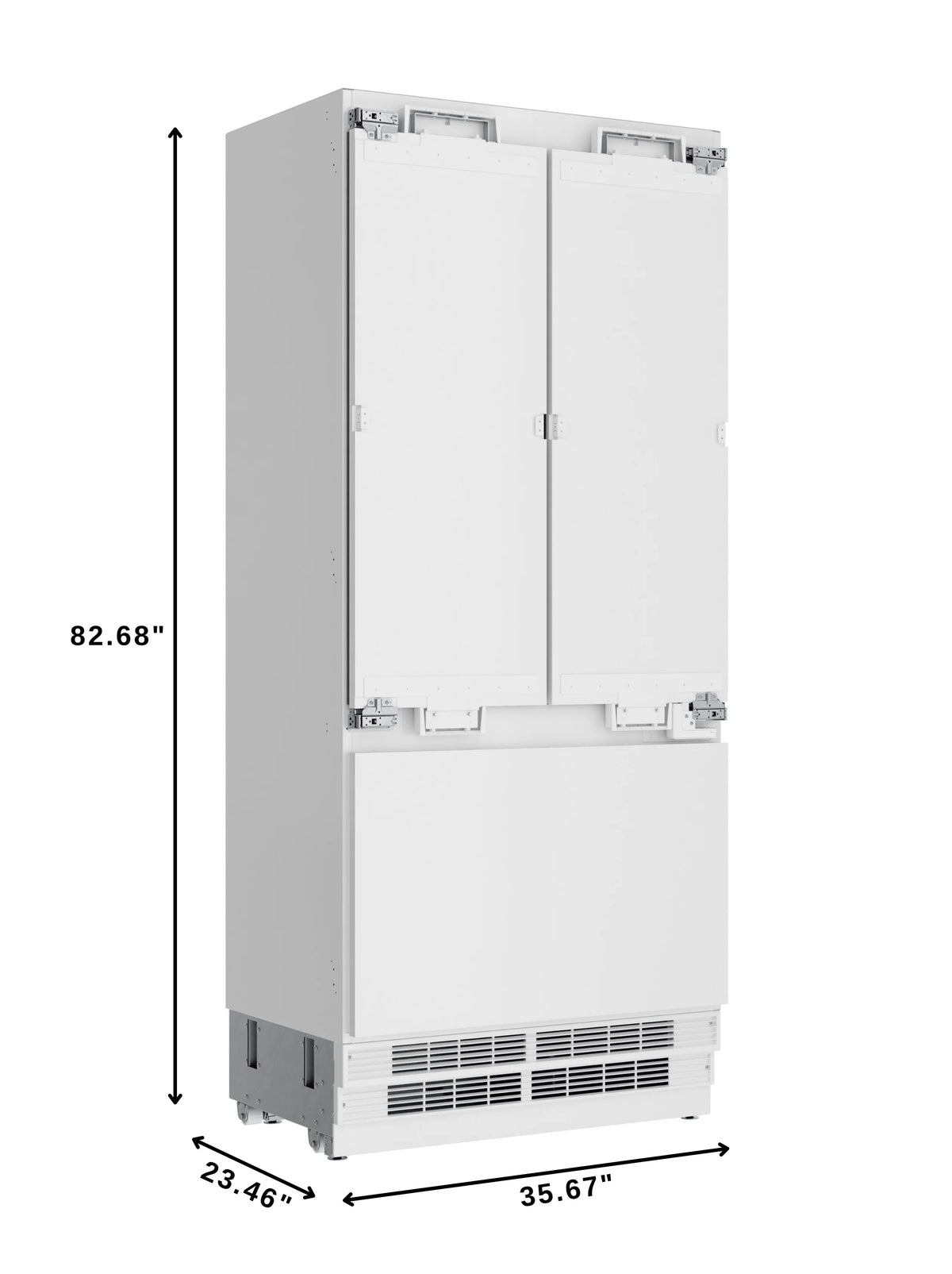 36 In. Panel Ready French Door Refrigerator With Ice maker, water dispenser, Frost Free . 19.6 total cubic feet