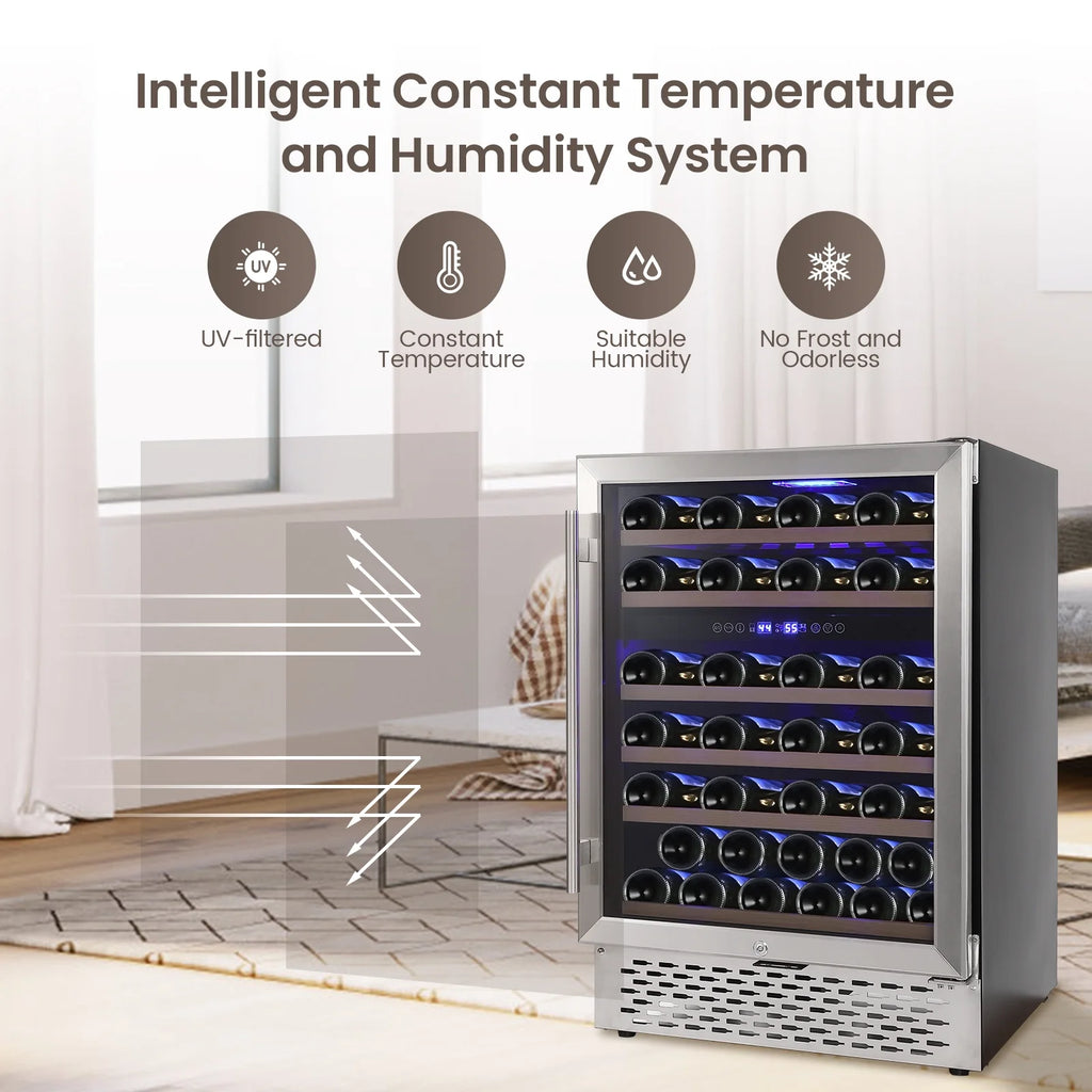 Garvee 24 Bottle Freestanding Wine Cooler Refrigerator with Glass Door for Bar, Party, Winery, Black