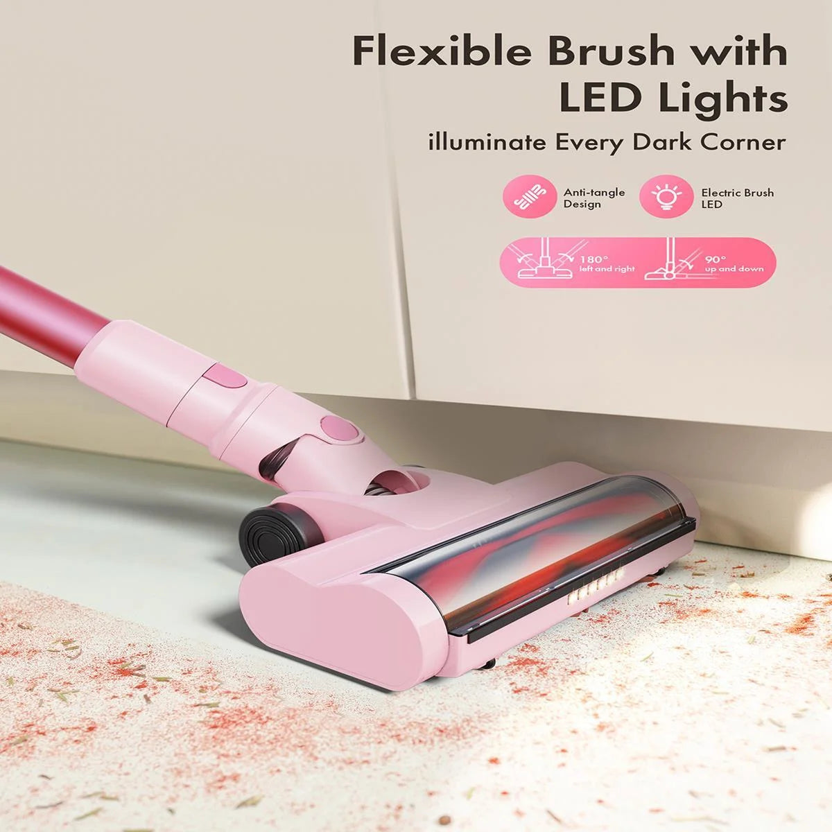 Homeika Cordless Vacuum Cleaner, 300W 23KPa Powerful Suction Vacuum with LED Display, 3 Suction, 48mins Runtime, Lightweight Stick Cleaner with Sofa Brush for Hard Floor/Carpet/Pet Hair/Car, Black
