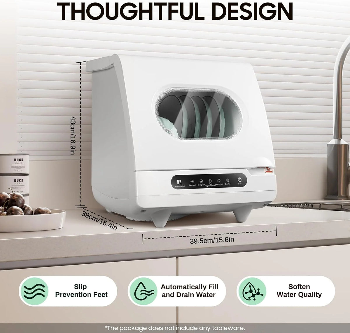 110v Portable Countertop Dishwasher,Home Apartment Tabletop Compact Dishwasher With Inlet & Drainage Pipe,Mini Countertop Dishwasher,Clear Window,For Cleaning Utensils At Home After Dining.