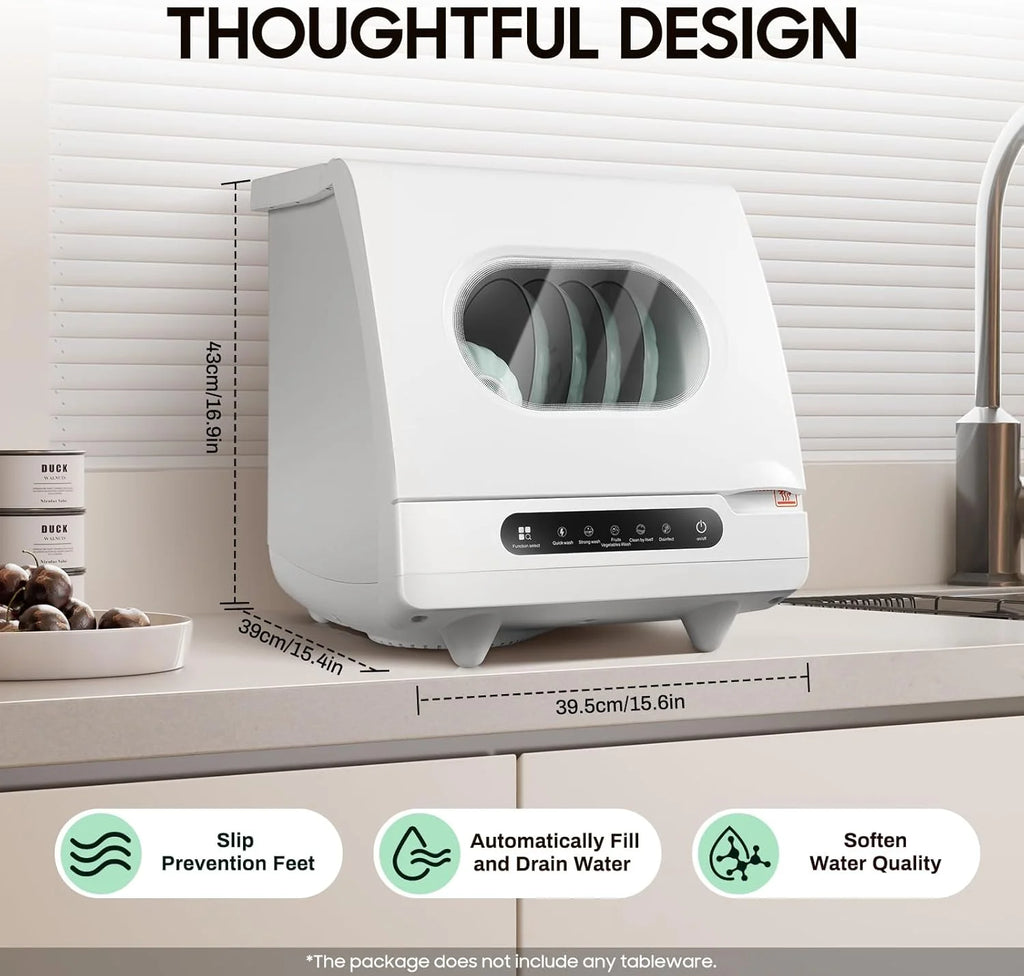 Portable Countertop Dishwasher Dishwasher Compact Dishwasher with 5 Intelligent Washing Functions Counter Top Dishwasher for Knives, Forks, Spoons, Chopsticks