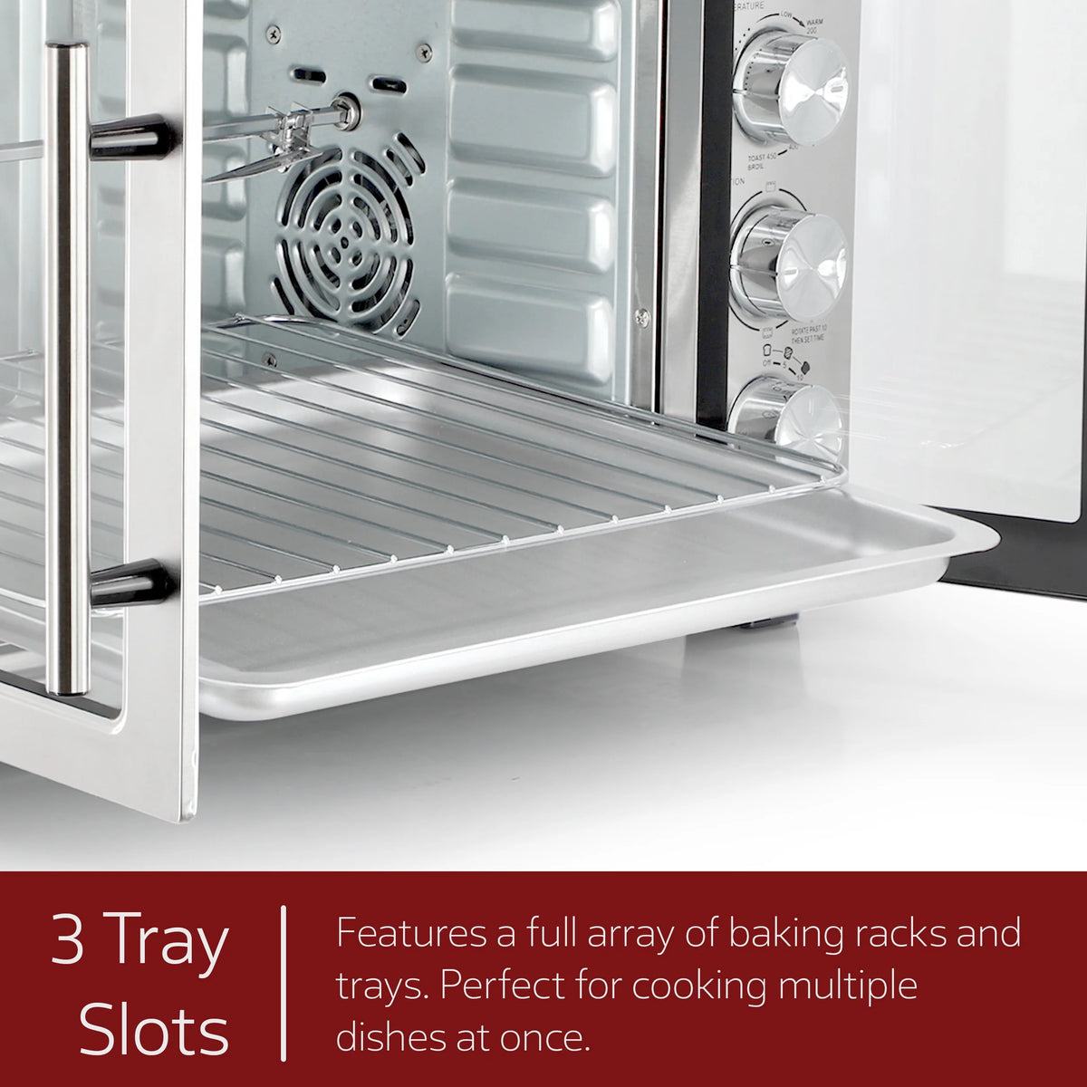 MegaChef 45 Quart Electric French Door Rotisserie Convection Counter Top Oven