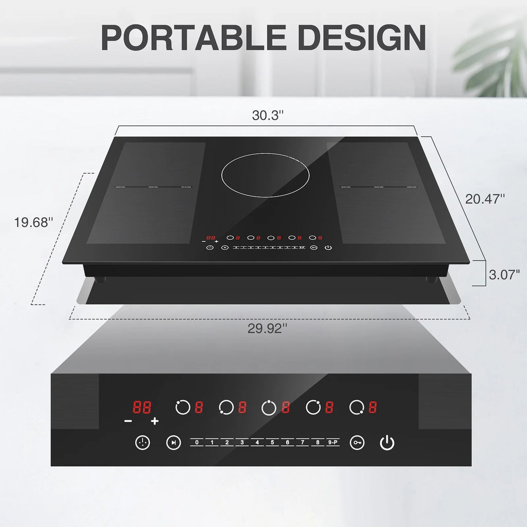 VBGK Induction Cooktop 30 inch 5 Burner Electric Hot Plate for Cooking Electric Induction Cooktop 240v, 99 Minutes Timer and Auto Shutdown Induction Burner,Child Lock